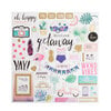 Crate Paper - Oasis Collection - 12 x 12 Chipboard Stickers with Glitter Accents