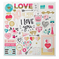 Crate Paper - Hello Love Collection - Chipboard Stickers with Foil Accents