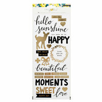 Crate Paper - Bloom Collection - Clear Stickers with Foil Accents - Happy