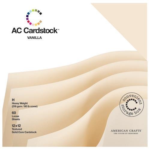 American Crafts Textured Cardstock Pack 12x12 60-pkg-solid Vanilla