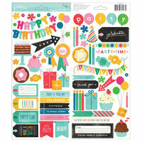 Pebbles - Birthday Wishes Collection - Cardstock Stickers - Icons and Phrases