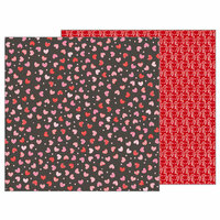 Pebbles - My Funny Valentine Collection - 12 x 12 Double Sided Paper - Scattered Hearts