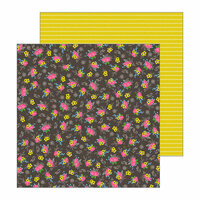 Pebbles - My Bright Life Collection - 12 x 12 Double Sided Paper - Stitched Flowers