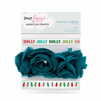 American Crafts - Dear Lizzy Christmas Collection - Ribbon with Gem Accents - Spirit, CLEARANCE