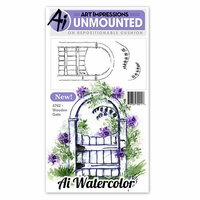 Art Impressions - Watercolor Minis Collection - Unmounted Rubber Stamp Set - Wooden Gate