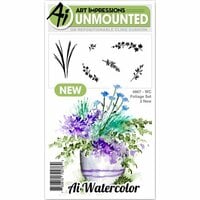 Art Impressions - Watercolor Collection - Clings - Repositionable Unmounted Rubber Stamps - Foliage Set 02
