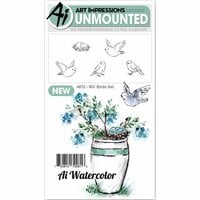 Art Impressions - Watercolor Collection - Clings - Repositionable Unmounted Rubber Stamps - Birds