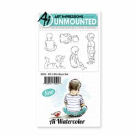 Art Impressions - Watercolor Collection - Unmounted Rubber Stamp Set - Little Boys