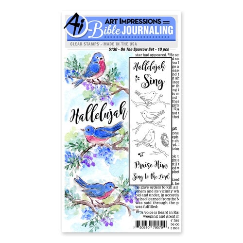 Art Impressions Bible Journaling Watercolor Rubber Stamps - on The Sparrow
