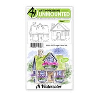 Art Impressions - Watercolor Collection - Clings - Repositionable Unmounted Rubber Stamps - Large Cabin