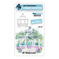 Art Impressions - Watercolor Collection - Die and Clear Photopolymer Stamp Set - Gazebo