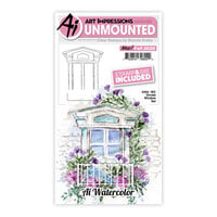 Art Impressions - Watercolor Collection - Die and Clear Photopolymer Stamp Set - Ornate Window