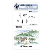 Art Impressions - Watercolor Collection - Clings - Repositionable Unmounted Rubber Stamps - Mini Foliage