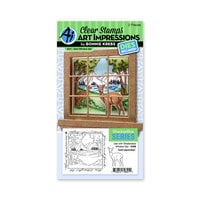 Art Impressions - Windows to the World Collection - Die and Clear Photopolymer Stamp Set - Shadow Box Series - Deer Window