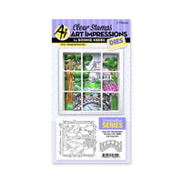 Art Impressions - Windows to the World Collection - Die and Clear Photopolymer Stamp Set - Bridge Window Accessory Set