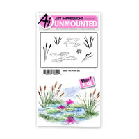 Art Impressions - Watercolor Collection - Clings - Repositionable Unmounted Rubber Stamps - Pond