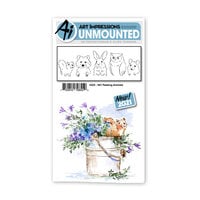 Art Impressions - Watercolor Collection - Clings - Repositionable Unmounted Rubber Stamps - Peeking Animals
