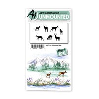 Art Impressions - Watercolor Collection - Clings - Repositionable Unmounted Rubber Stamps - Silhouette Deer