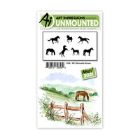 Art Impressions - Watercolor Collection - Clings - Repositionable Unmounted Rubber Stamps - Silhouette Horses