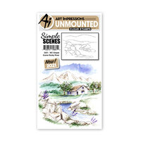 Art Impressions - Watercolor Collection - Clear Photopolymer Stamps - Simple Scene Rocky River