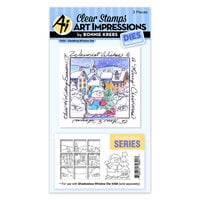 Art Impressions - Wndows to the World Collection - Die and Clear Photopolymer Stamp Set - Shadow Box Series - Sledding Window