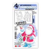 Art Impressions - Christmas - Watercolor Journals Collection - Clear Photopolymer Stamps - Santa and Workshop