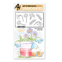 Art Impressions - Watercolor Collection - Clings - Repositionable Unmounted Rubber Stamps - Whimsical Flowers