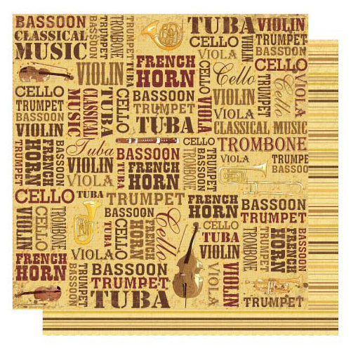 Best Creation Inc - Classical Music Collection - 12 x 12 Glittered Paper - Classical Music Words