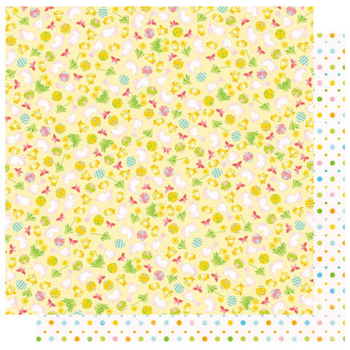 Best Creation Inc - Bunny Love Collection - Easter - 12 x 12 Double Sided Glitter Paper - Bunnies and Chicks
