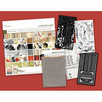 BasicGrey - Scarlet's Seasons - Kit - 8 BasicGrey Page Layouts - Chipboard Rub Ons and Paper Kit, CLEARANCE