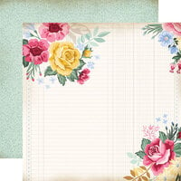 Carta Bella Paper - Bloom Collection - 12 x 12 Double Sided Paper - Floral Garden Grid