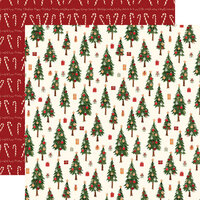 Carta Bella Paper - Hello Christmas Collection - 12 x 12 Double Sided Paper - Merry Trees