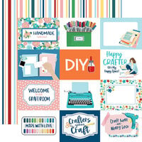 Carta Bella Paper - Happy Crafting Collection - 12 x 12 Double Sided Paper - 4 x 3 Journaling Cards