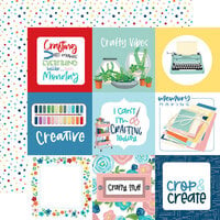 Carta Bella Paper - Happy Crafting Collection - 12 x 12 Double Sided Paper - 4 x 4 Journaling Cards