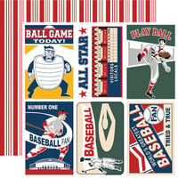 Carta Bella Paper - Home Run Collection - 12 x 12 Double Sided Paper - 4 x 6 Journaling Cards