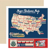 Carta Bella Paper - Home Run Collection - 12 x 12 Double Sided Paper - Major Stadium Map