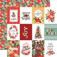 Carta Bella Paper - Christmas Flora Collection - Joyful - 12 x 12 Double Sided Paper - Journaling Cards