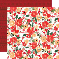 Carta Bella Paper - Christmas Flora Collection - Joyful - 12 x 12 Double Sided Paper - Large Floral