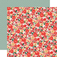 Carta Bella Paper - Christmas Flora Collection - Joyful - 12 x 12 Double Sided Paper - Small Floral