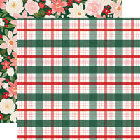 Carta Bella Paper - Christmas Flora Collection - Peaceful - 12 x 12 Double Sided Paper - Plaid