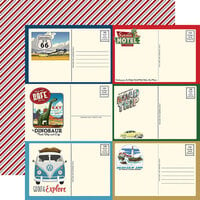 Carta Bella Paper - Road Trip Collection - 12 x 12 Double Sided Paper - Post Cards
