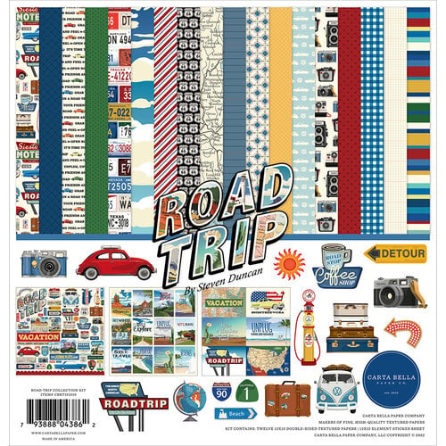 Carta Bella Collection Kit 12 inch x12 inch Road Trip