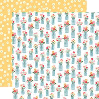 Carta Bella Paper - Summer Collection - 12 x 12 Double Sided Paper - Floral Jars