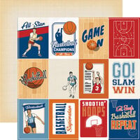 Carta Bella Paper - Slam Dunk Collection - 12 x 12 Double Sided Paper - 3 x 4 Journaling Cards