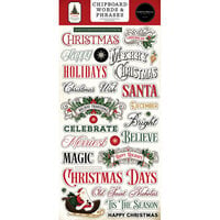 Carta Bella Paper - Vintage Christmas Collection - Chipboard Embellishments - Words And Phrases