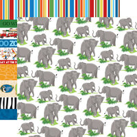 Carta Bella Paper - Zoo Adventure Collection - 12 x 12 Double Sided Paper - Elephants