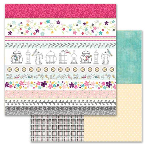 Carolee's Creations - Adornit - Rhapsody Bop Collection - 12 x 12 Double Sided Paper - Rhapsody Tickertape