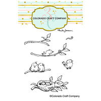 Colorado Craft Company - Furry Friends Collection - Clear Photopolymer Stamps - Tiny Birds Worm