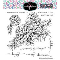 Colorado Craft Company - Big and Bold Collection - Clear Photopolymer Stamps - Pinecone and Branch
