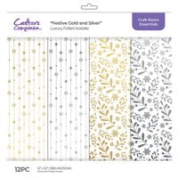 Crafter's Companion - 12 x 12 Luxury Foiled Acetate Pack - Festive Gold and Silver
